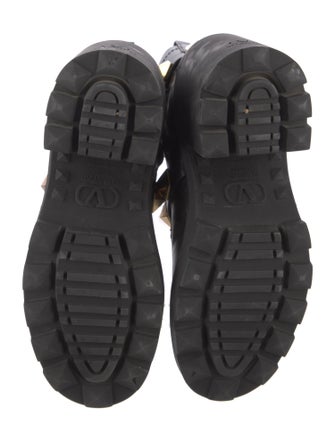 Valentino Rockstud Accents Leather Combat Boots