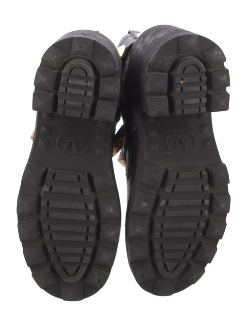 Valentino Rockstud Accents Leather Combat Boots