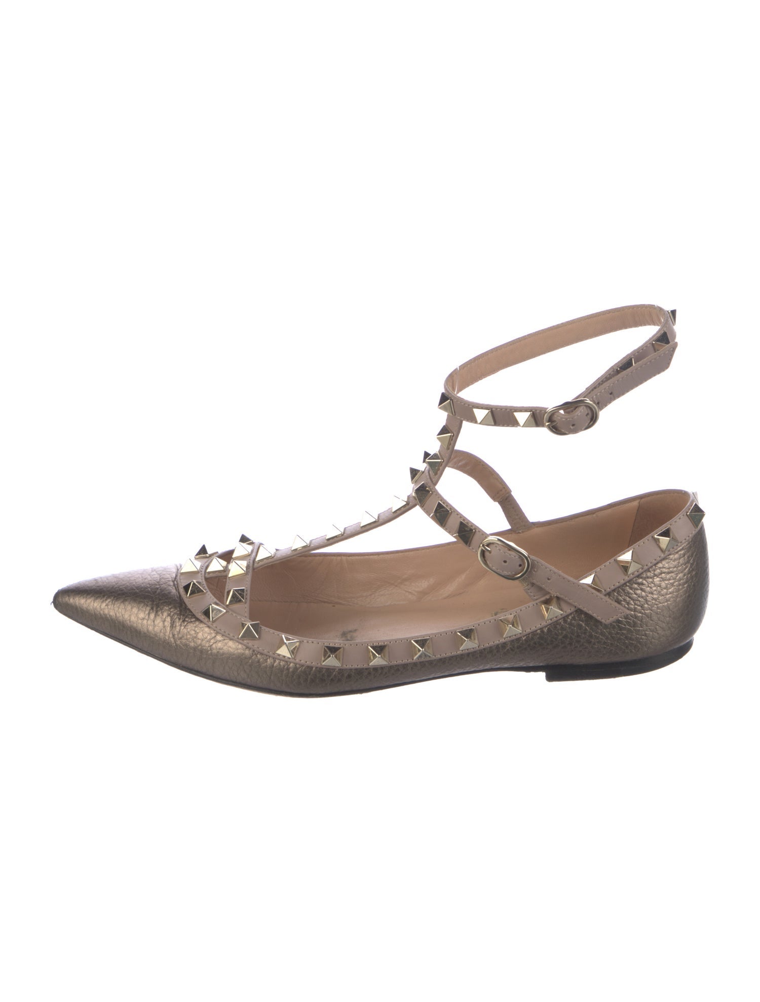Valentino Rockstud Accents Leather Ballet Flats