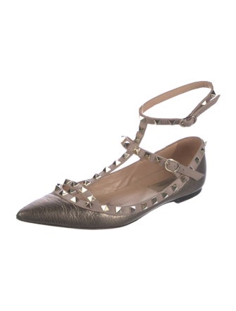 Valentino Rockstud Accents Leather Ballet Flats