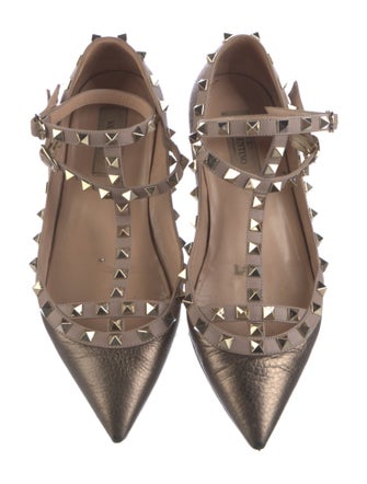 Valentino Rockstud Accents Leather Ballet Flats