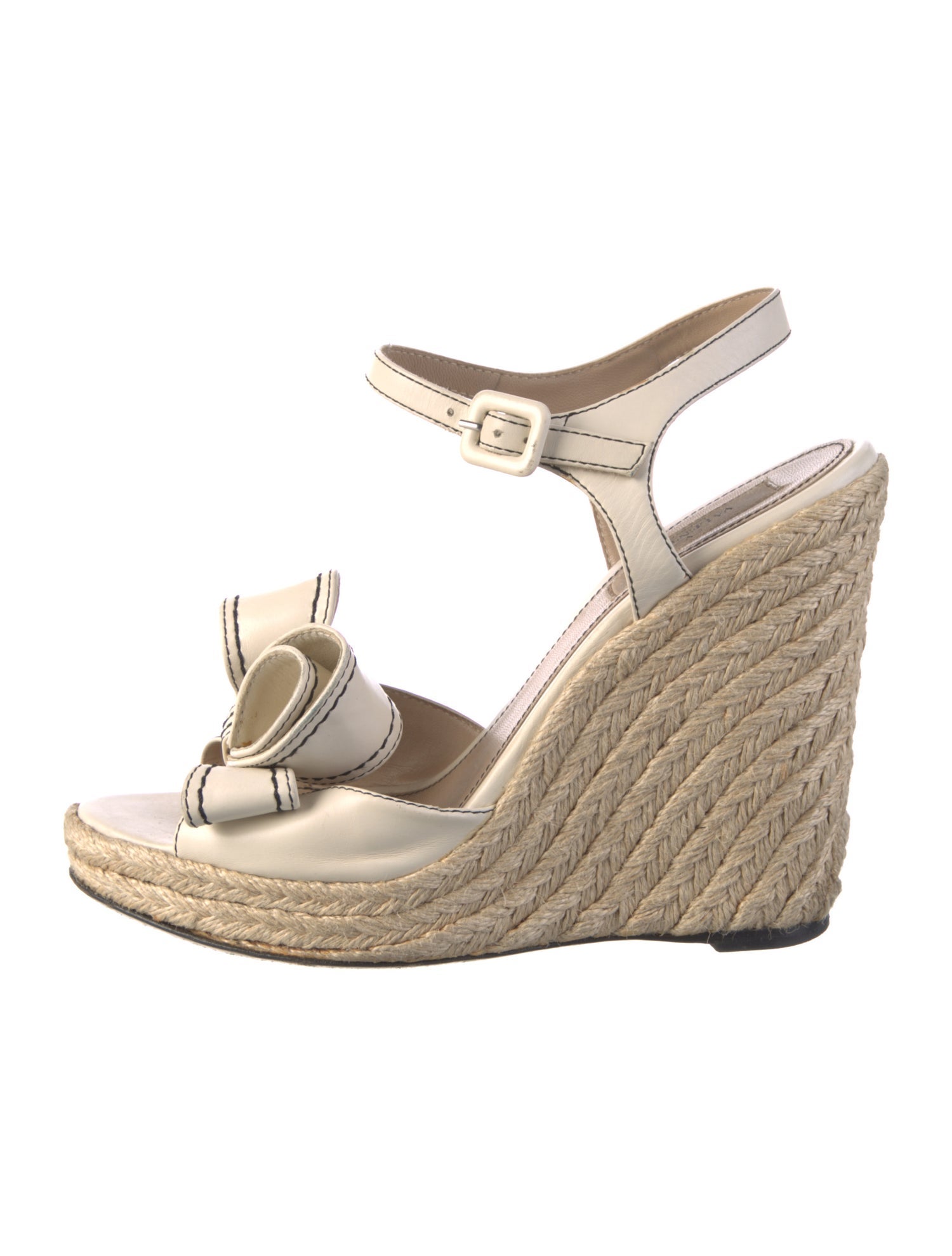 Valentino Leather Bow Accents Espadrilles