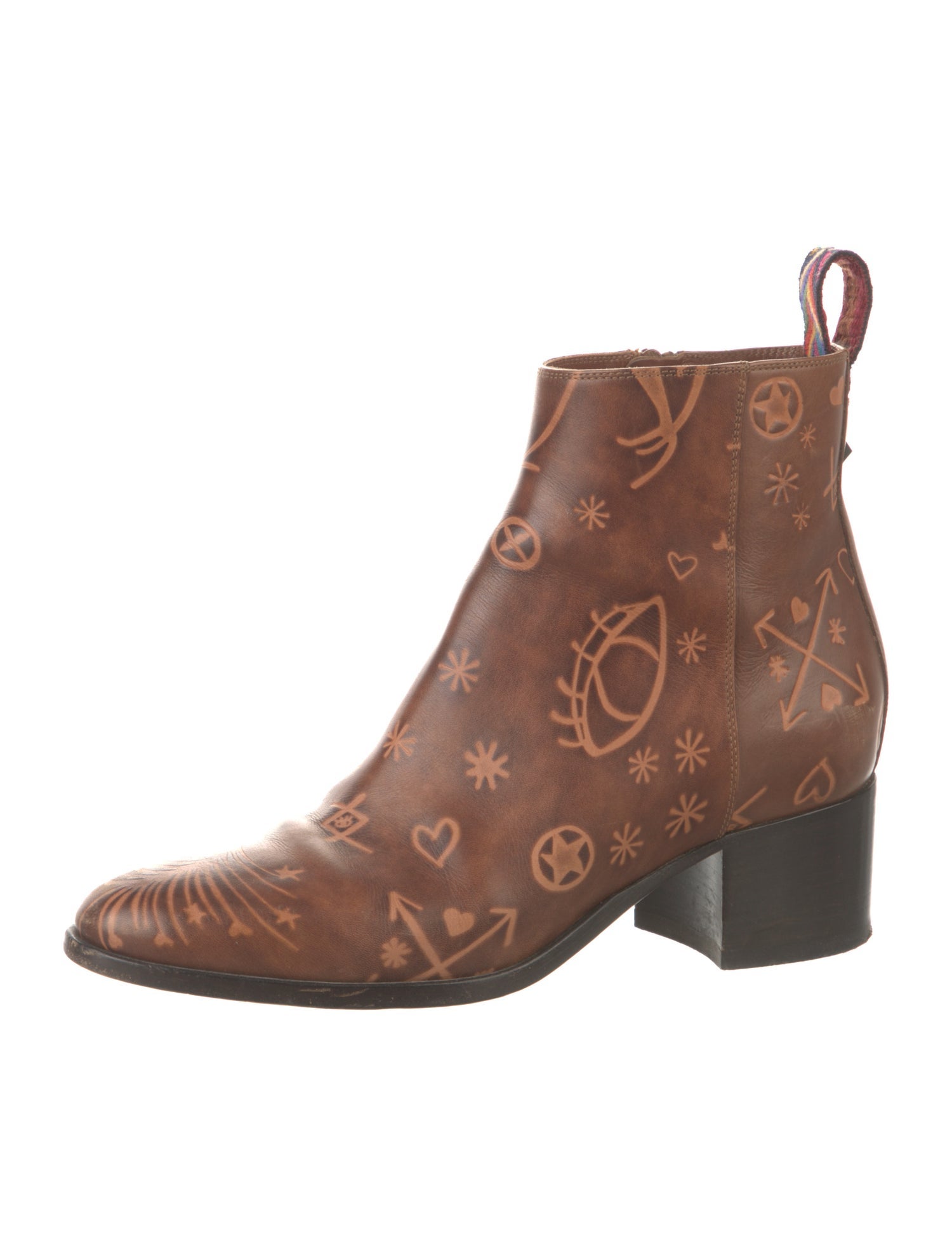 Valentino Leather Printed Chelsea Boots