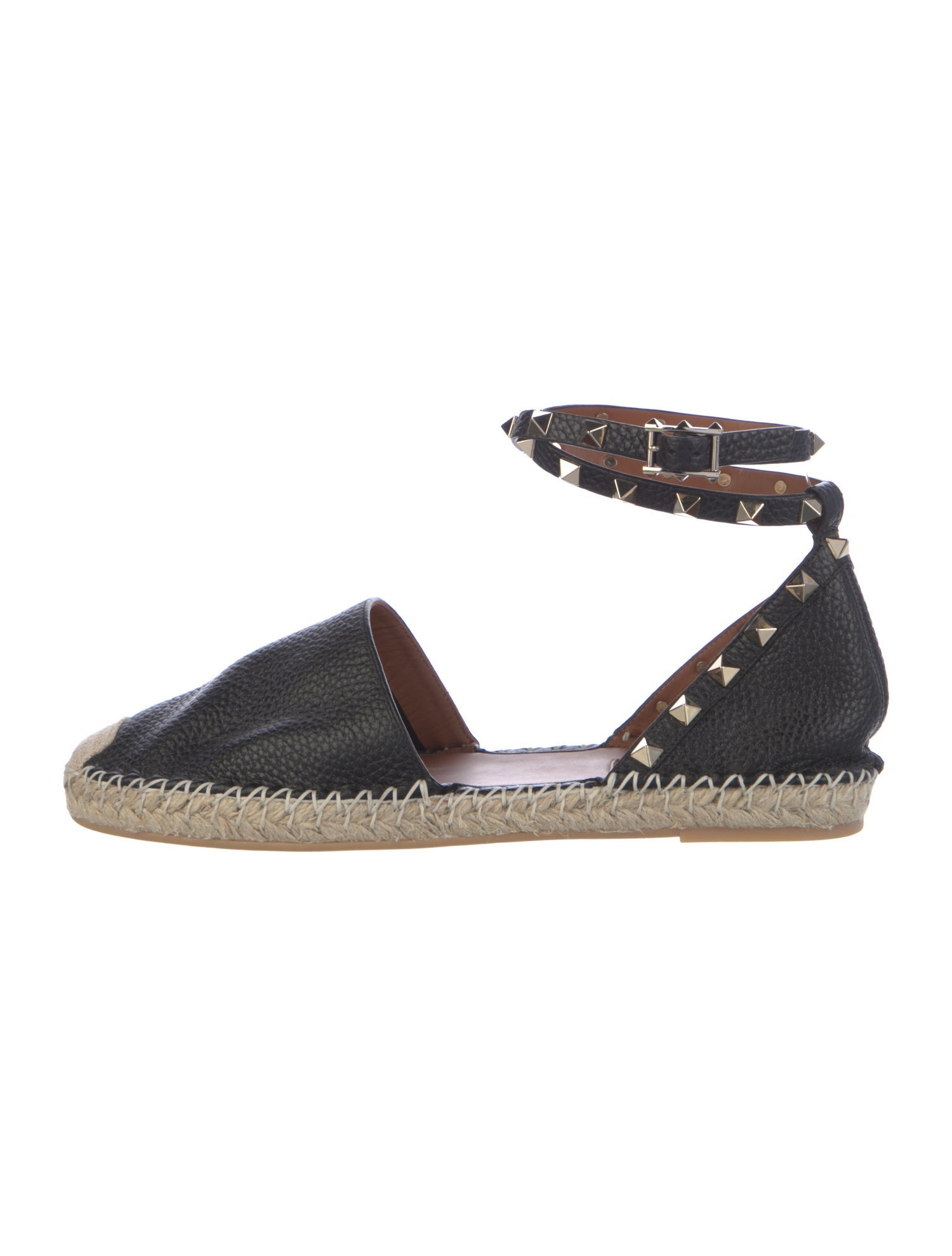 Valentino Rockstud Accents Leather Espadrilles