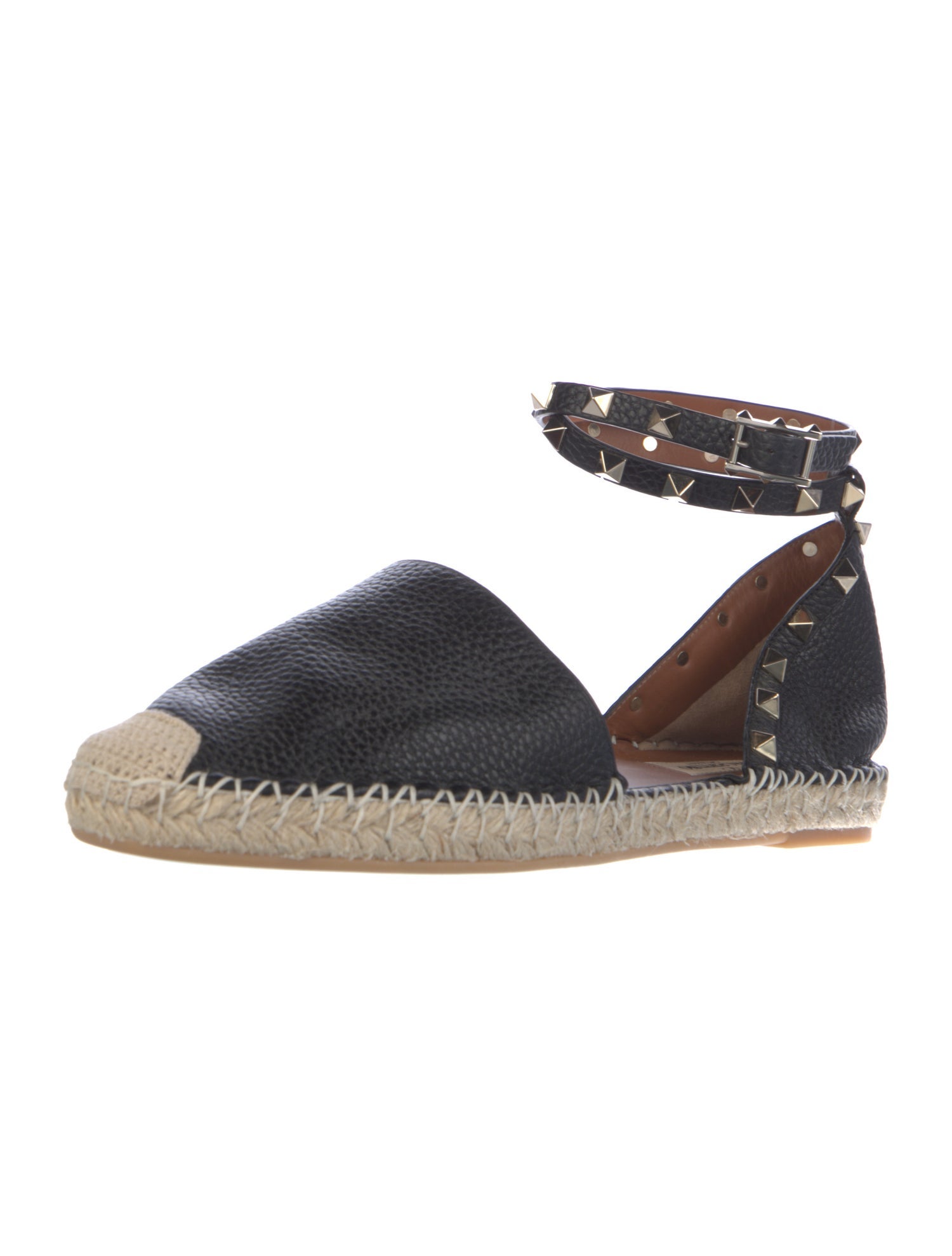 Valentino Rockstud Accents Leather Espadrilles