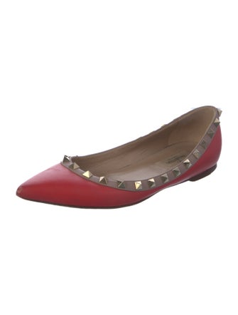 Valentino Rockstud Accents Leather Ballet Flats