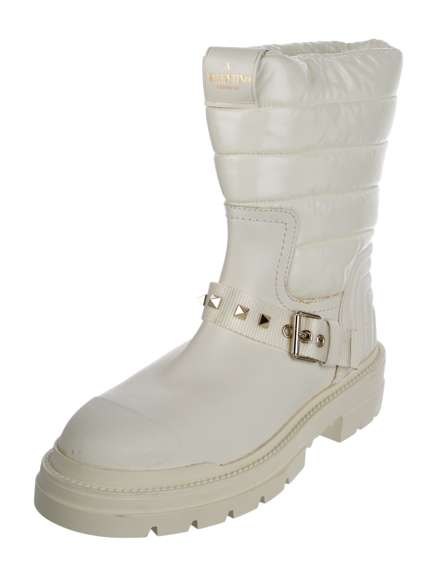 Valentino Rockstud Accents Leather Rain Boots