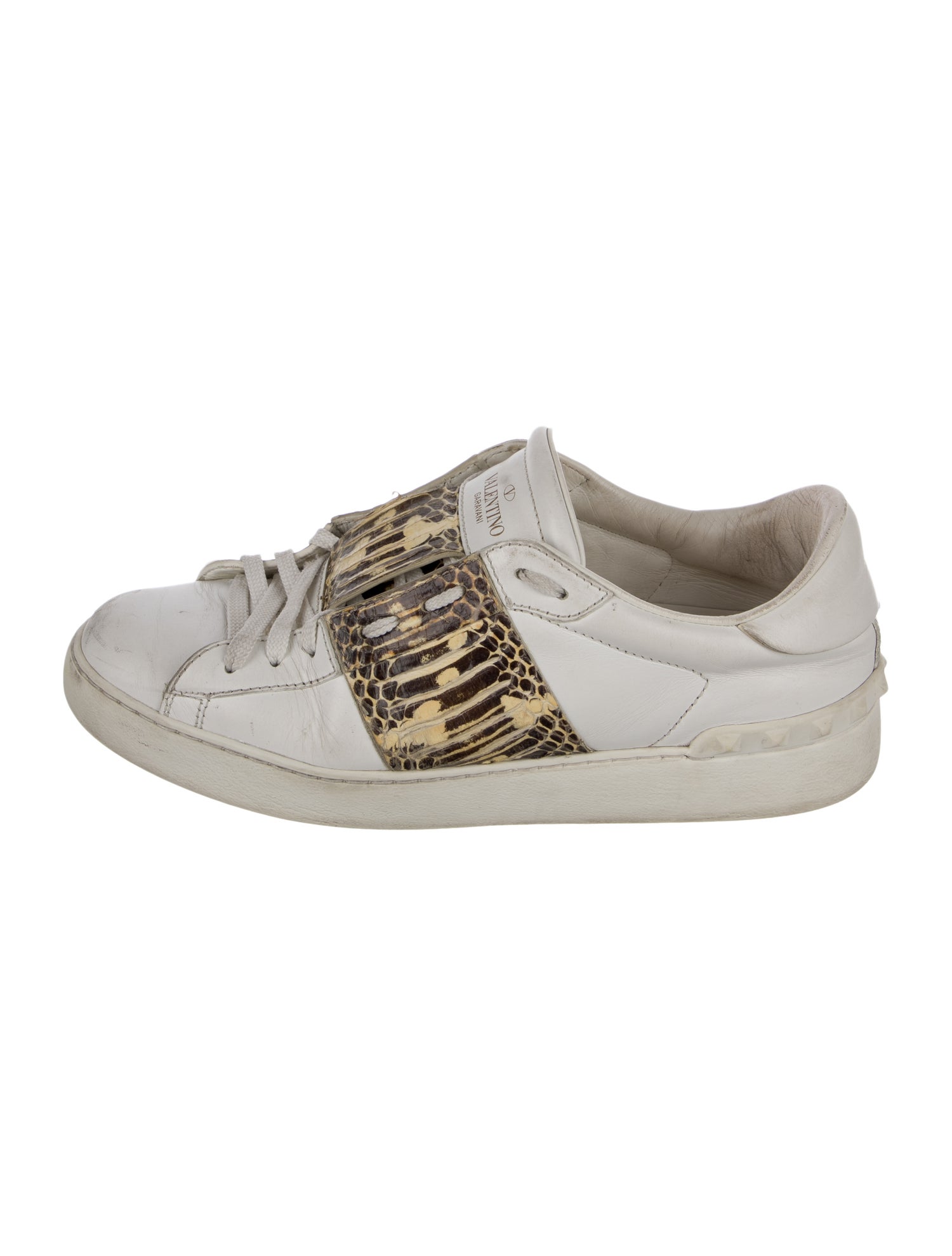 Valentino Rockstud Accents Leather Sneakers