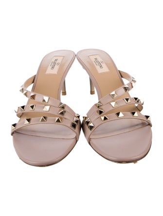 Valentino Rockstud Accents Leather Slides