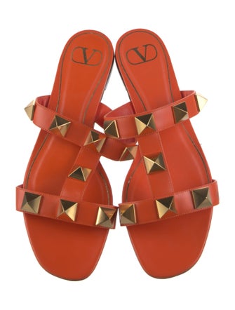 Valentino Rockstud Accents Leather Slides
