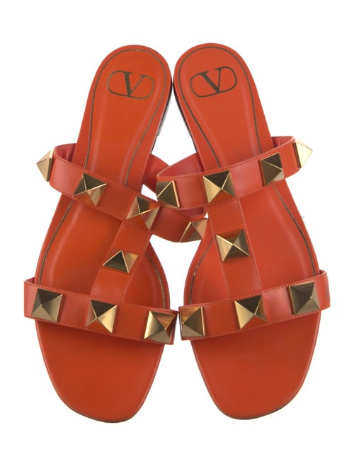 Valentino Rockstud Accents Leather Slides
