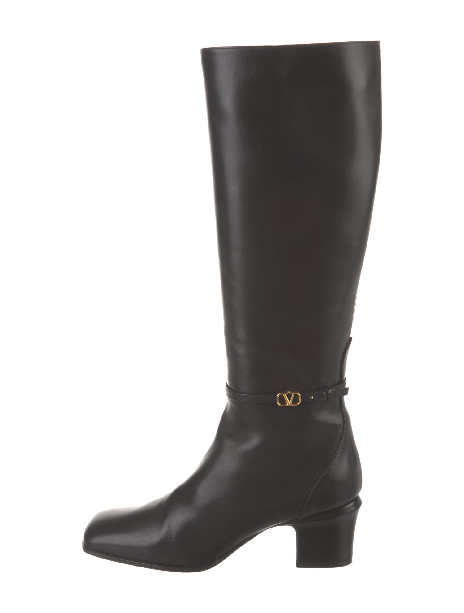 Valentino Rockstud Accents Leather Riding Boots