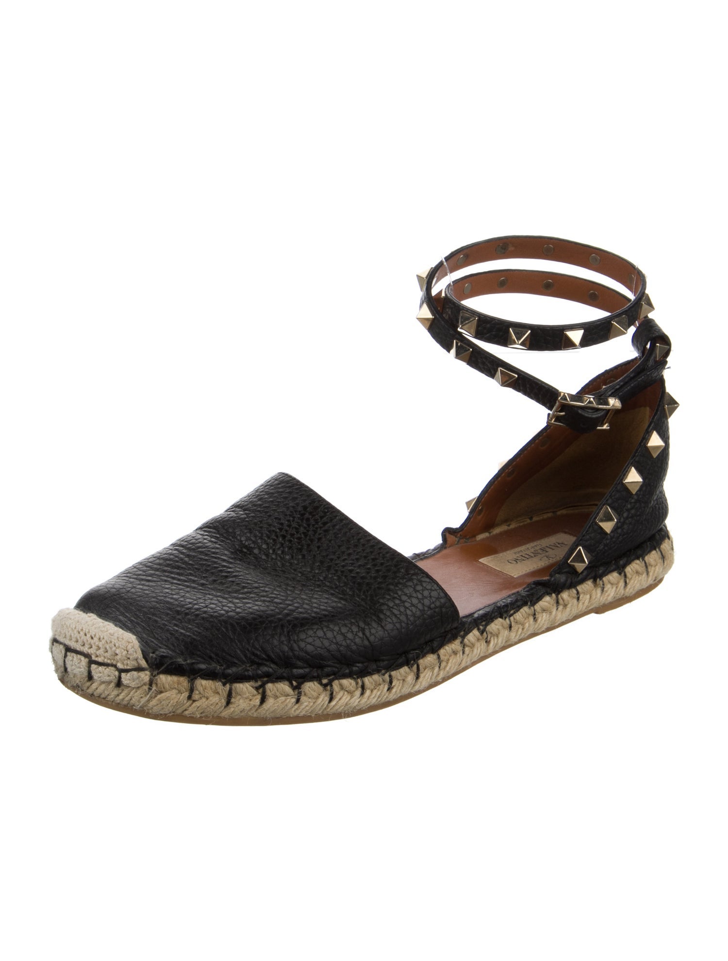 Valentino Rockstud Accents Leather Espadrilles