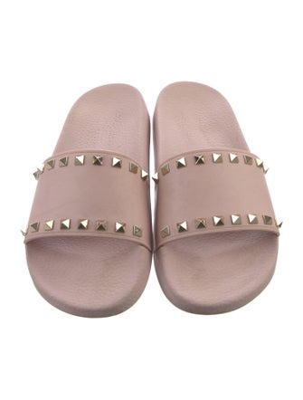 Valentino Rockstud Accents Rubber Slides