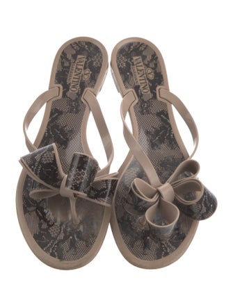 Valentino Rubber Bow Accents Slides