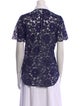 Valentino Lace Pattern Short Sleeve Button-Up Top