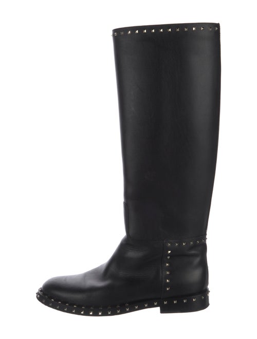 Valentino Rockstud Accents Leather Riding Boots