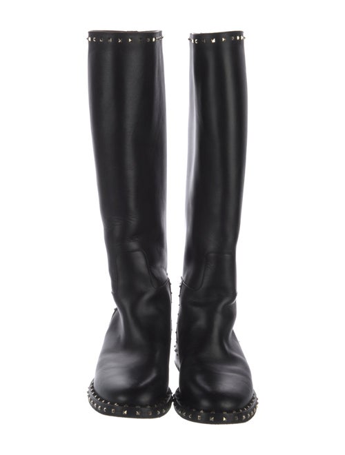 Valentino Rockstud Accents Leather Riding Boots