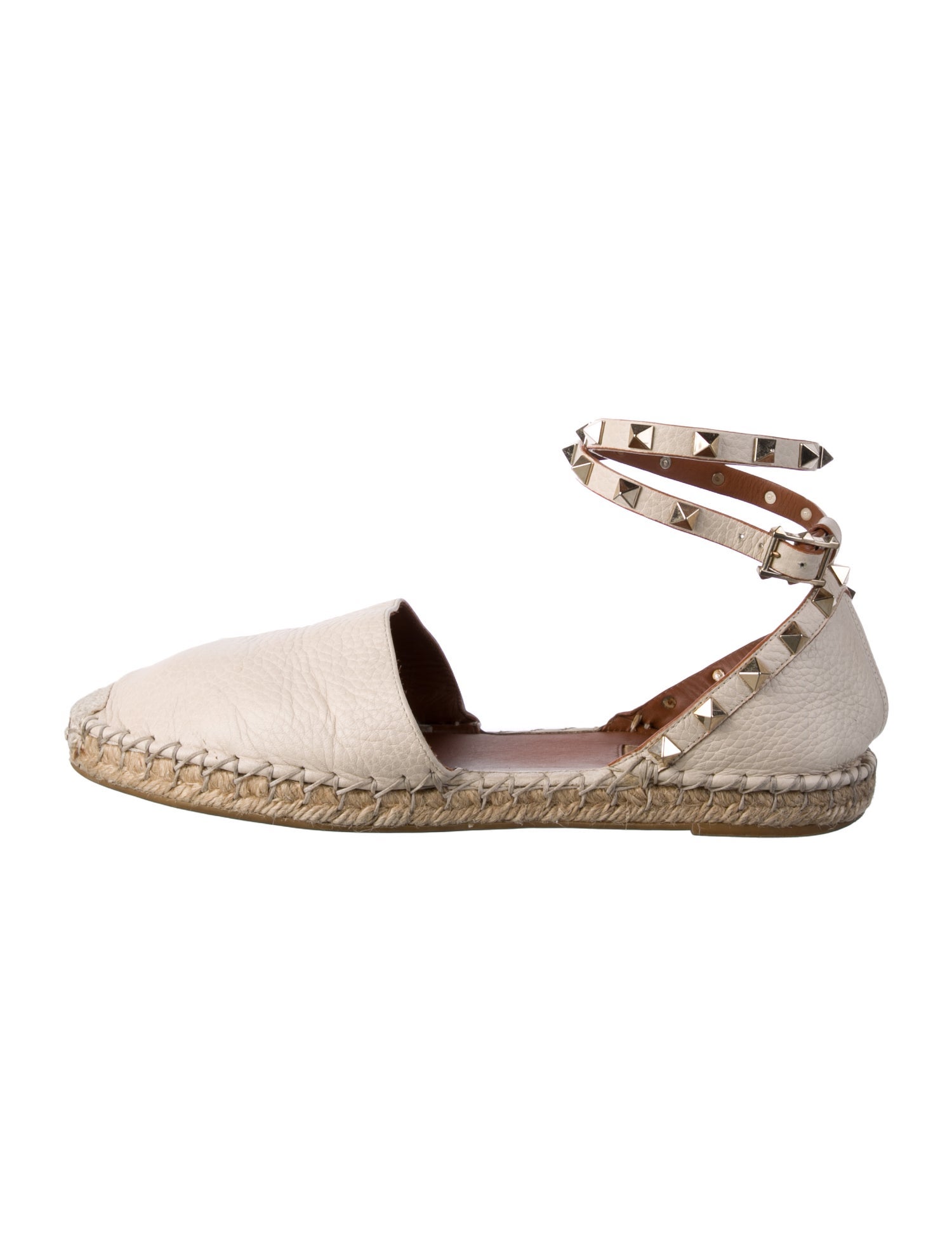 Valentino Rockstud Accents Leather Espadrilles