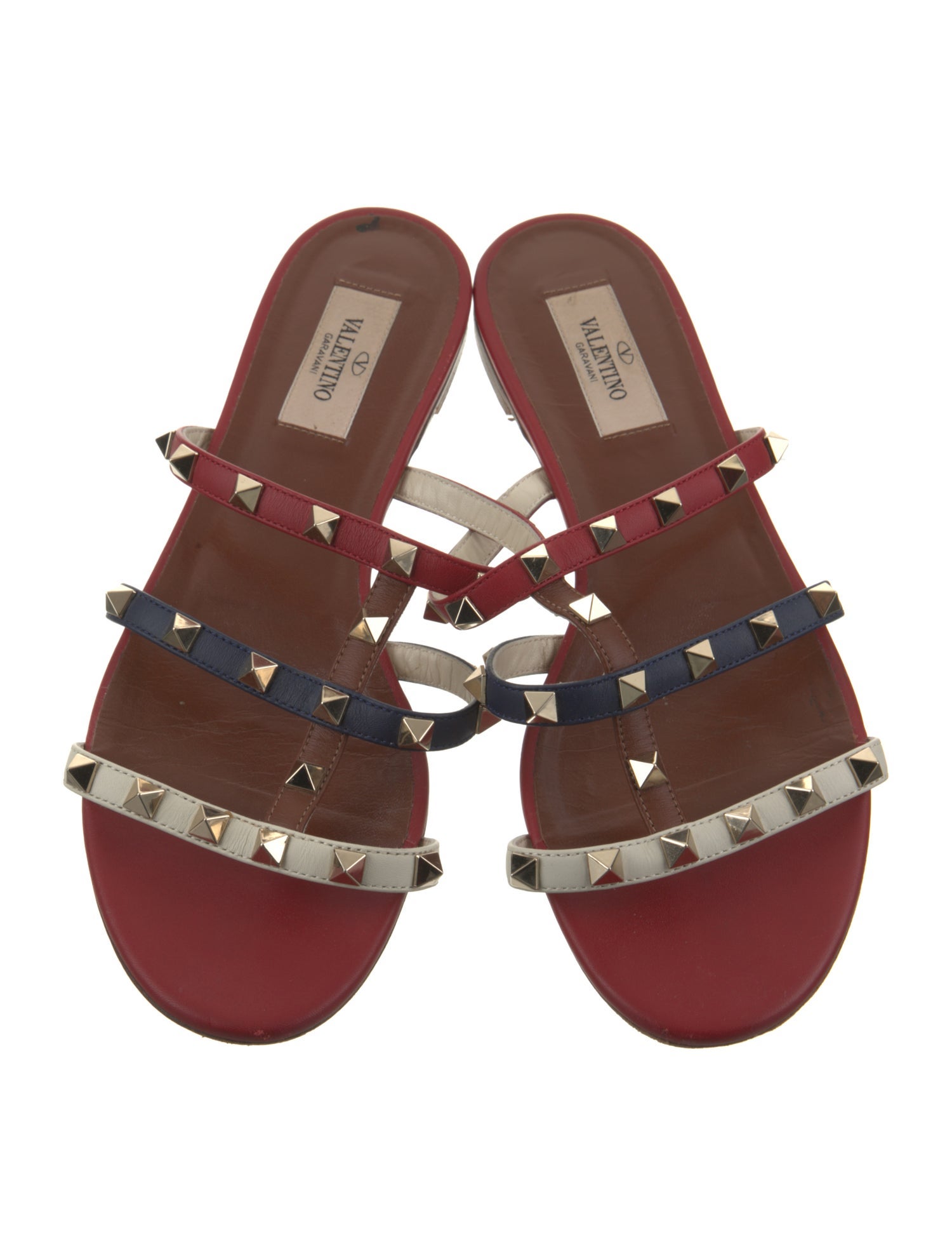 Valentino Leather Studded Accents Gladiator Sandals