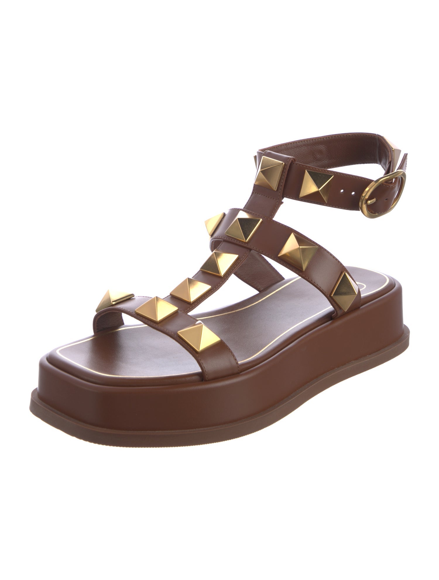 Valentino Rockstud Accents Leather Gladiator Sandals