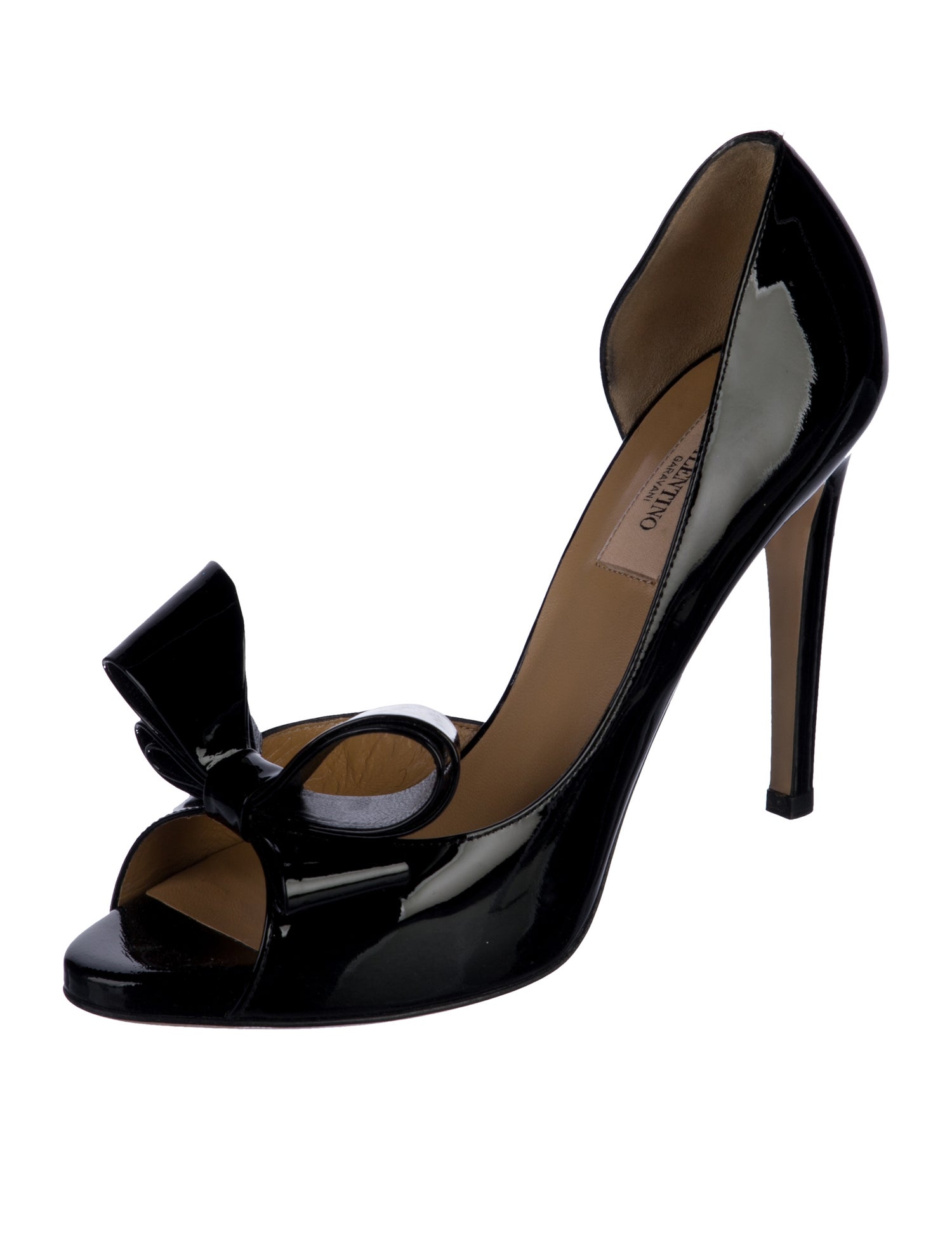 Valentino Patent Leather Bow Accents D'Orsay Pumps