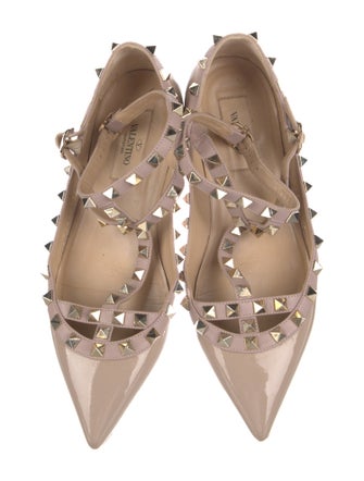 Valentino Rockstud Accents Patent Leather Flats