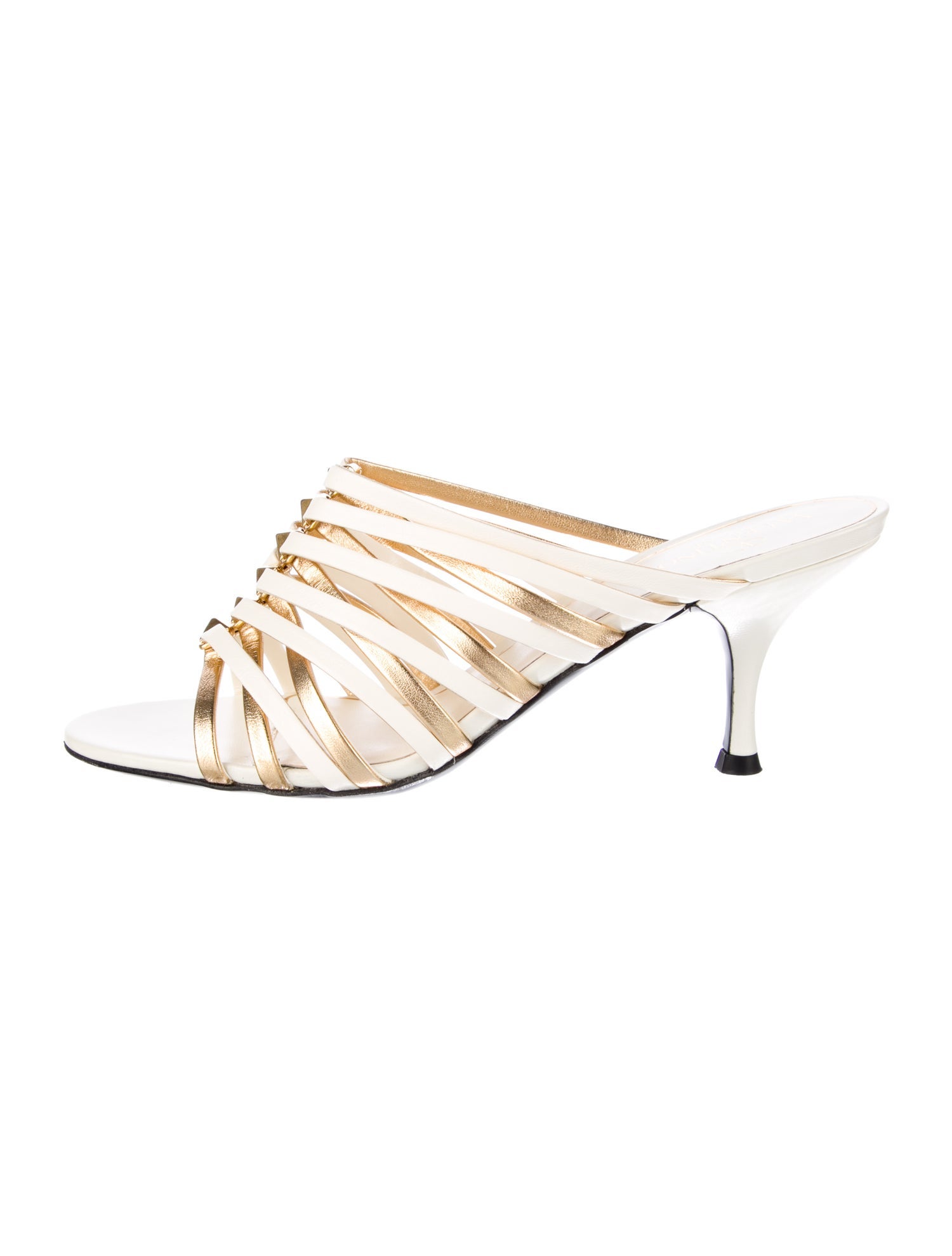 Valentino Leather Colorblock Pattern Slides