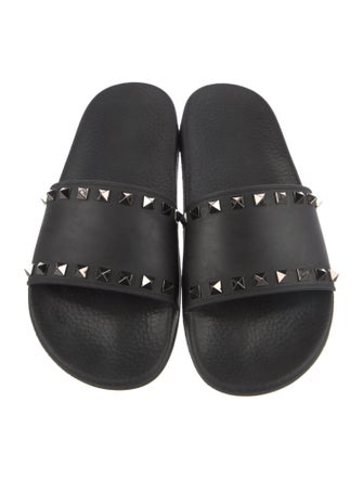 Valentino Rockstud Accents Rubber Slides