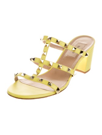 Valentino Rockstud Accents Leather Slides