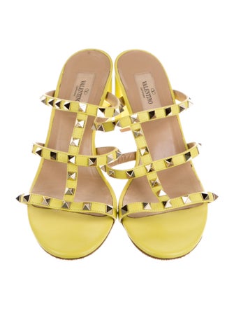 Valentino Rockstud Accents Leather Slides