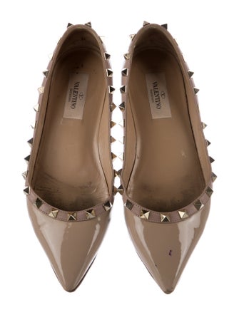 Valentino Rockstud Accents Patent Leather Flats