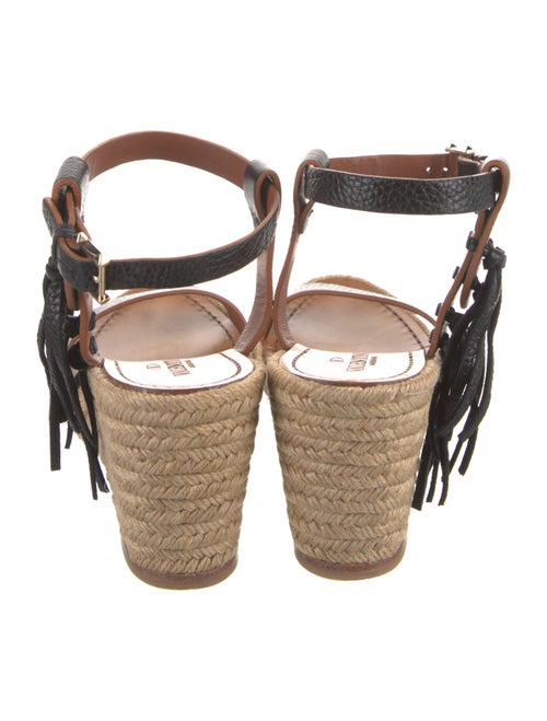 Valentino Leather Fringe Trim Accent Espadrilles