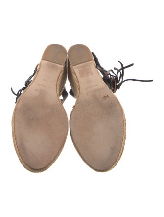 Valentino Leather Fringe Trim Accent Espadrilles