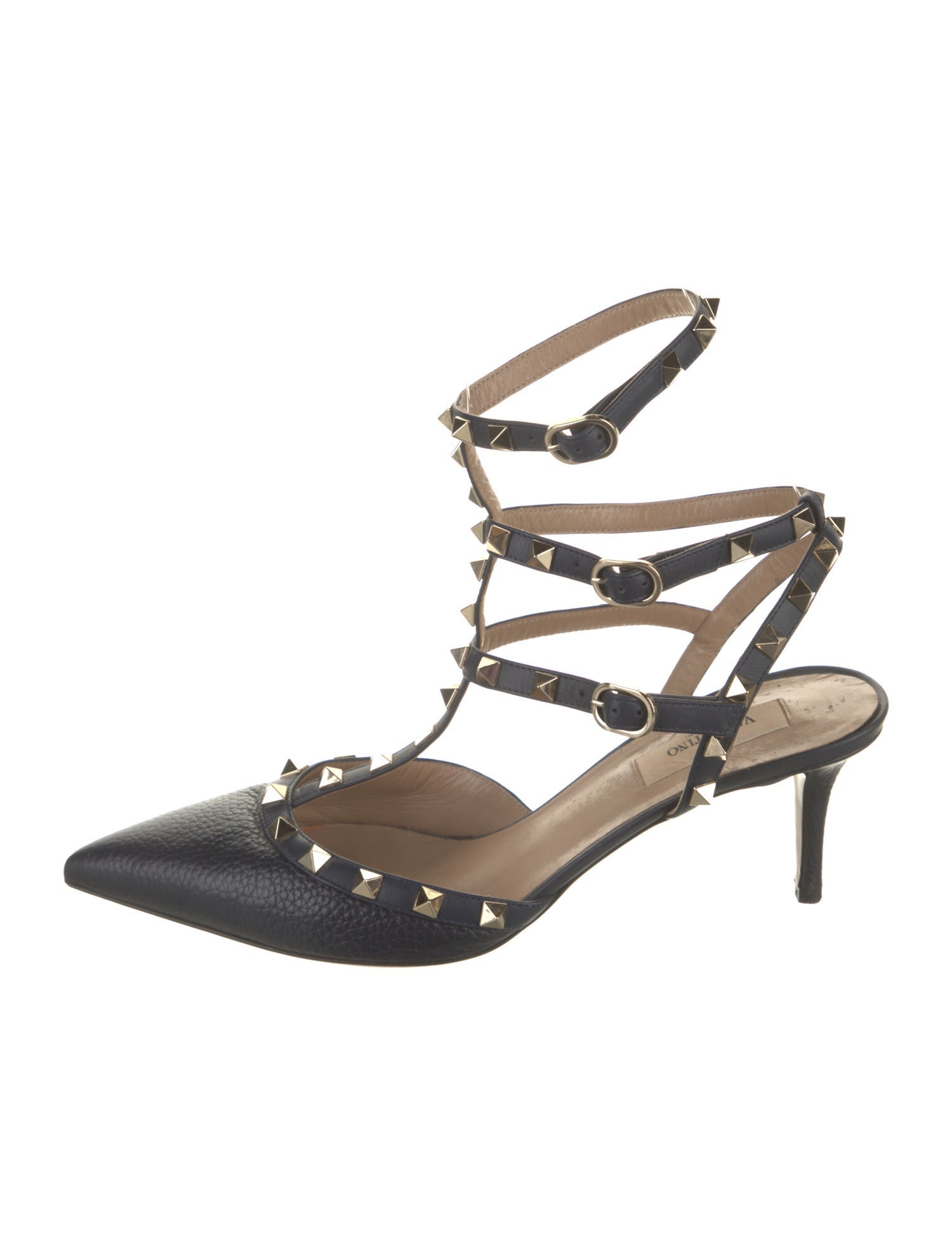 Valentino Rockstud Accents Leather T-Strap Pumps