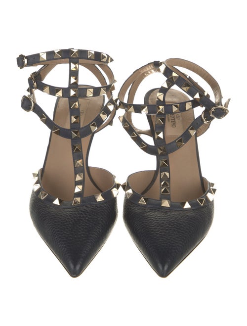 Valentino Rockstud Accents Leather T-Strap Pumps