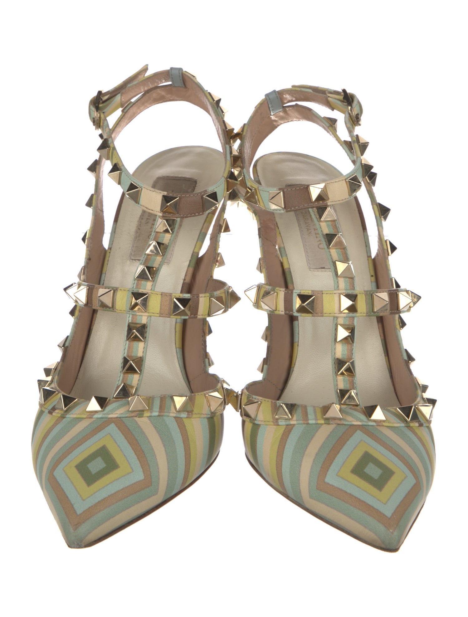 Valentino Rockstud Accents Leather T-Strap Pumps