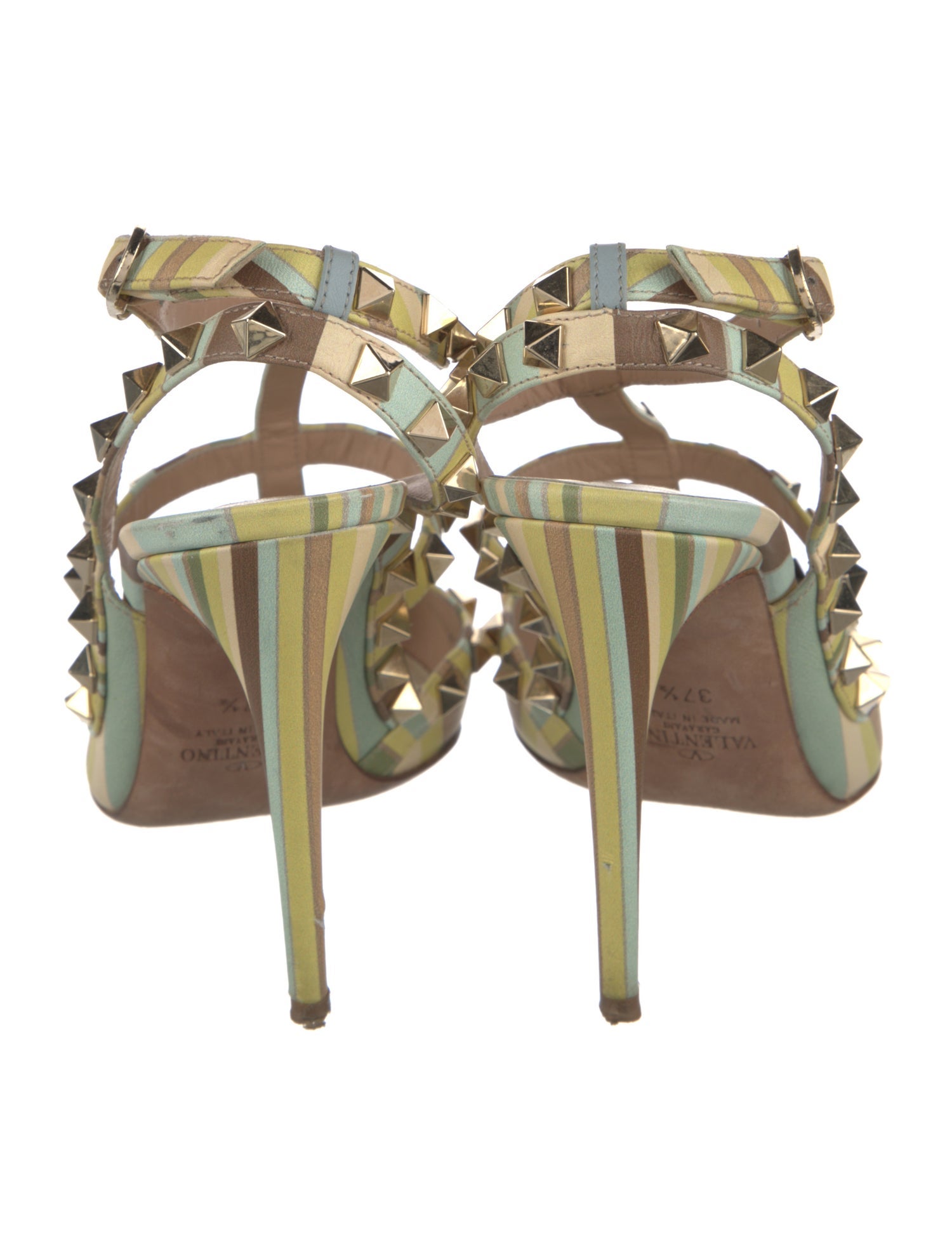 Valentino Rockstud Accents Leather T-Strap Pumps