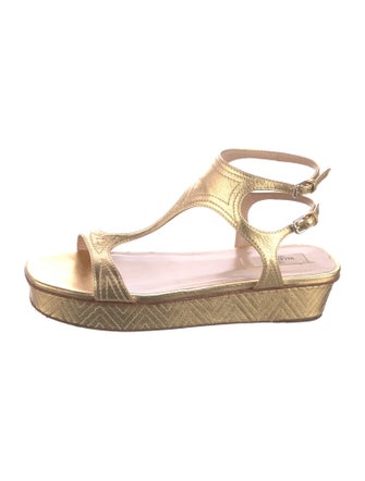 Valentino Leather T-Strap Sandals