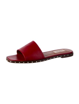 Valentino Rockstud Accents Leather Slides