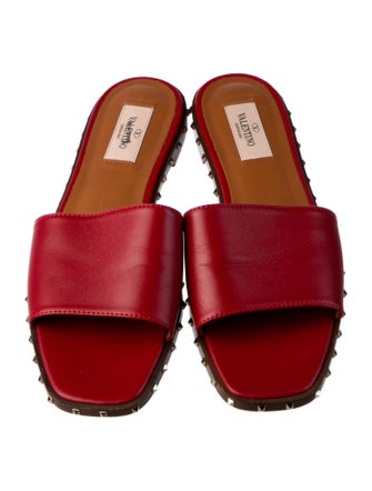 Valentino Rockstud Accents Leather Slides