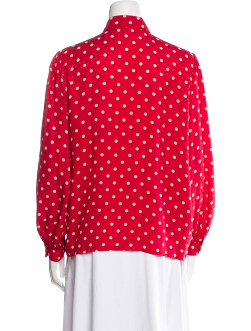Valentino Silk Polka Dot Print Button-Up Top