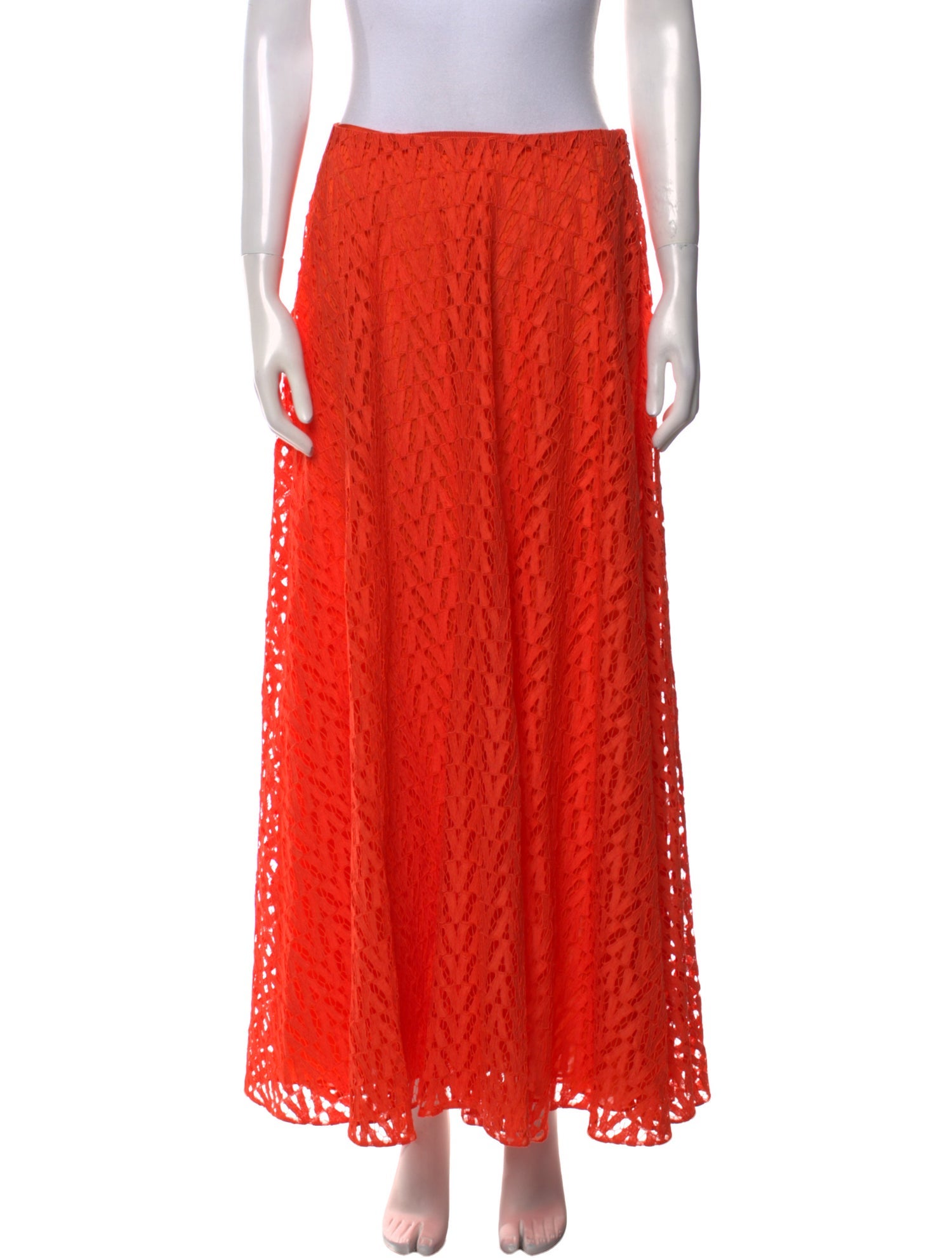 Valentino Embroidered Accent Midi Length Skirt