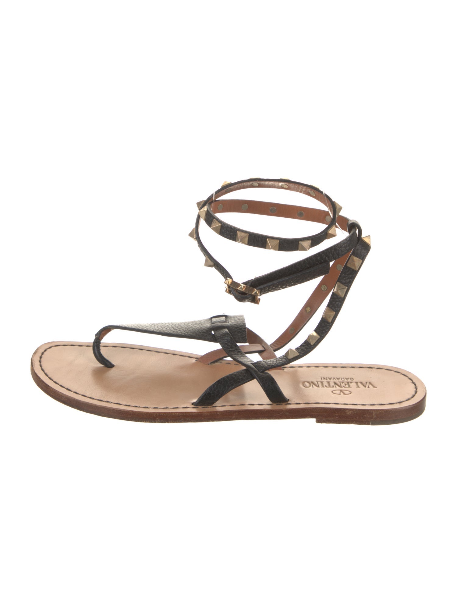 Valentino Rockstud Accents Leather Gladiator Sandals