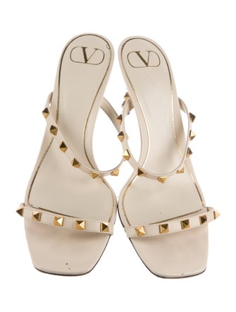 Valentino Rockstud Accents Leather Slides