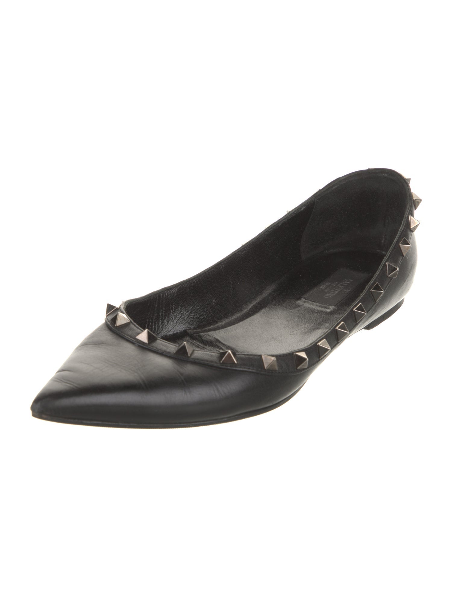 Valentino Rockstud Accents Leather Ballet Flats