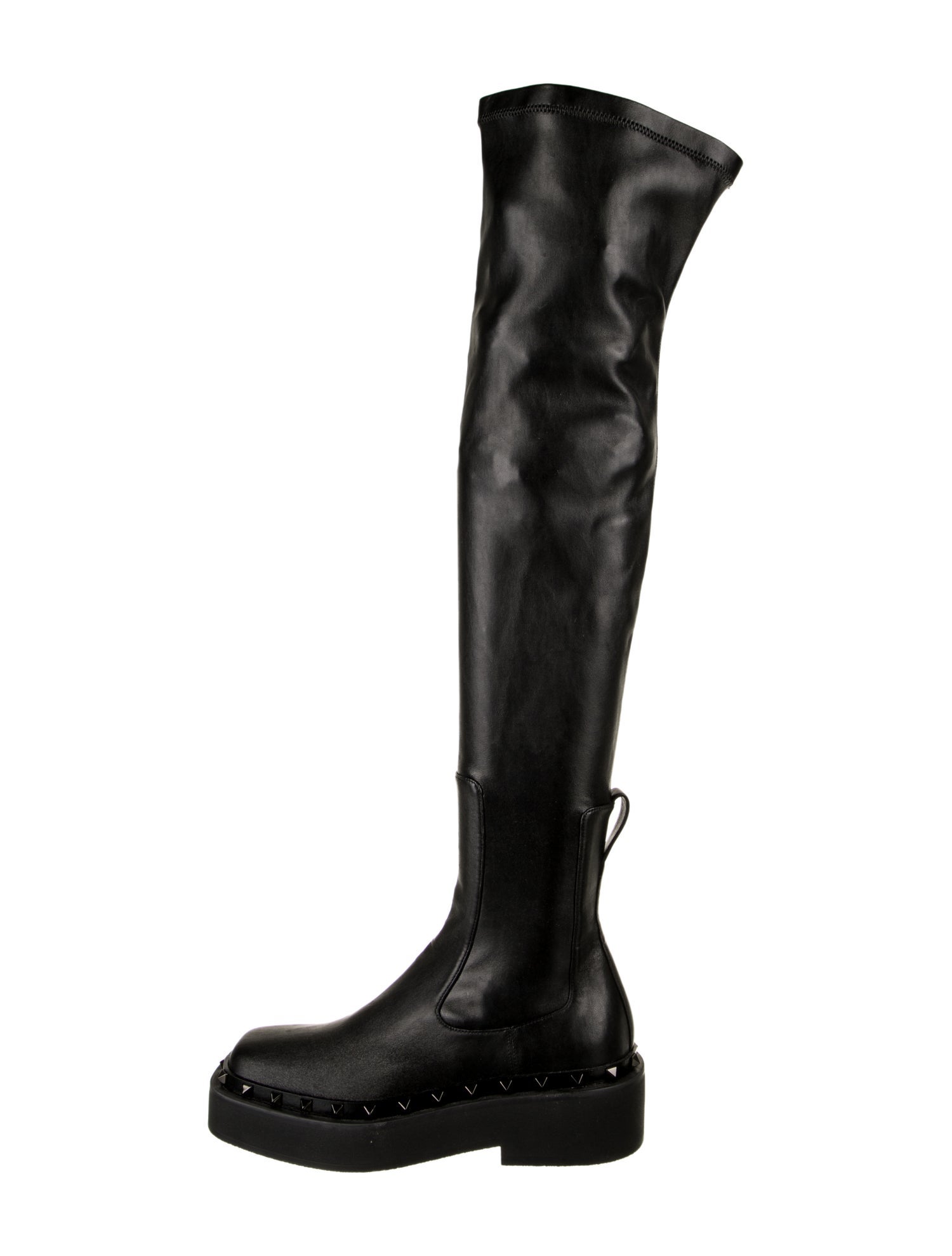 Valentino Leather Studded Accents Boots