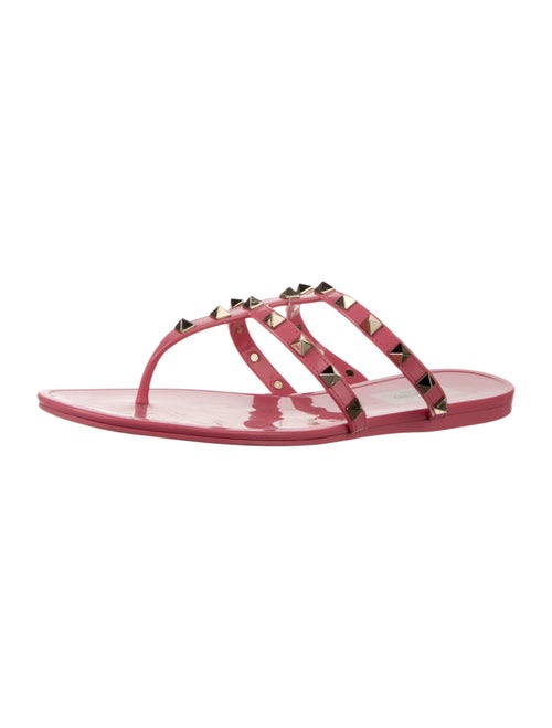 Valentino Rockstud Accents Patent Leather Slides