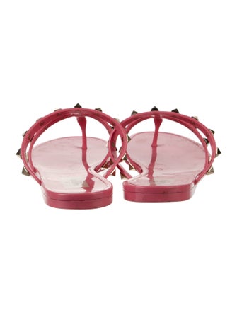 Valentino Rockstud Accents Patent Leather Slides