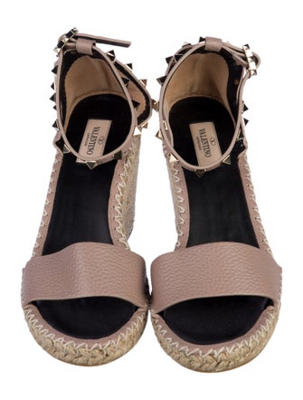 Valentino Rockstud Accents Leather Espadrilles
